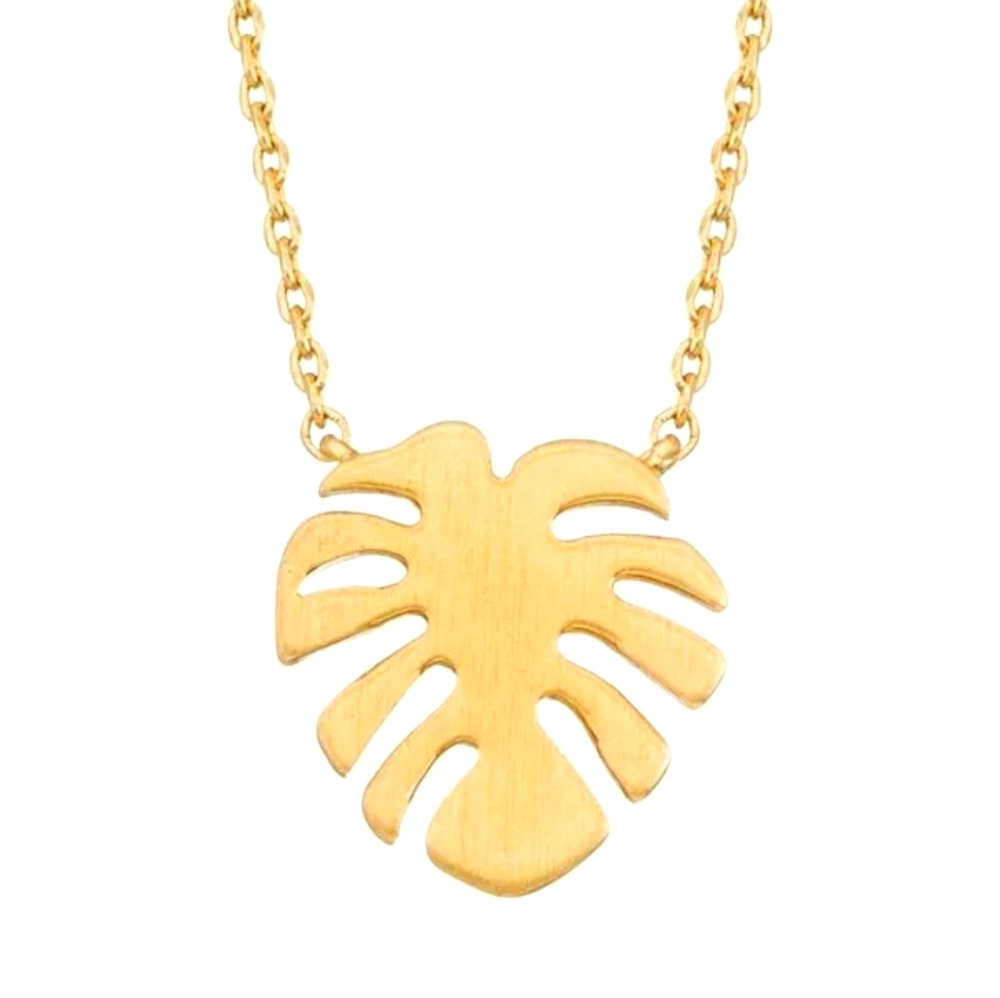Monstera Leaf Necklace in Gold
